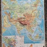 Ancienne carte MDI Asie agricole et physique vintage