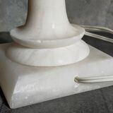 Alabaster table lamp, baluster foot, virgin wool lampshade
