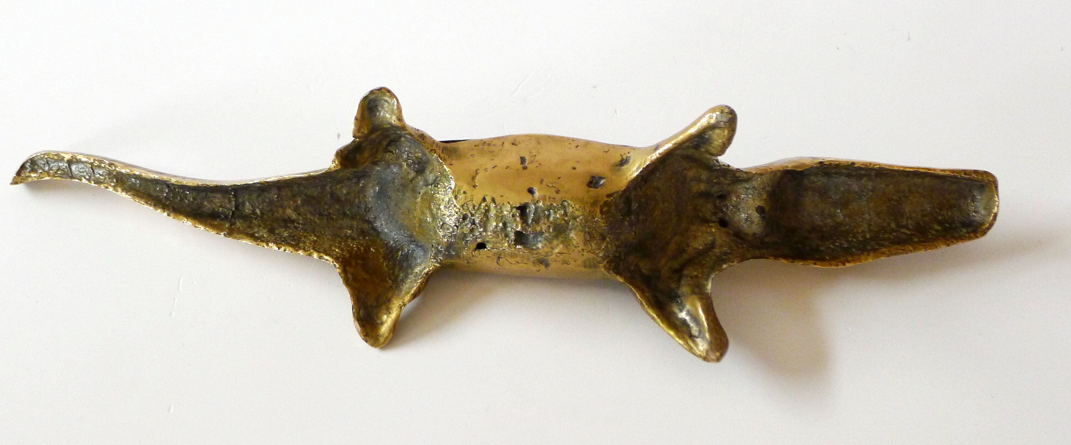 Crocodile ashtray with brass lid