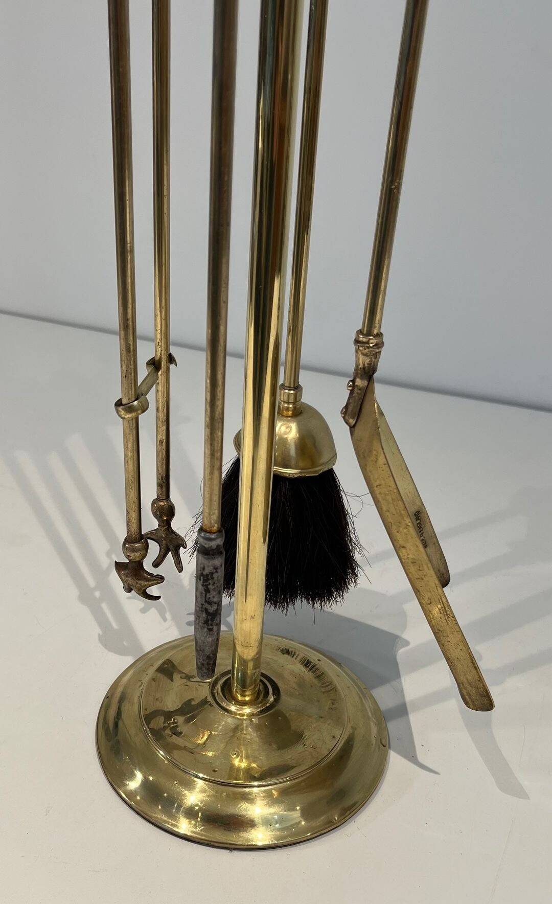 Neoclassical Fire Necessity in Polished Brass on Stand