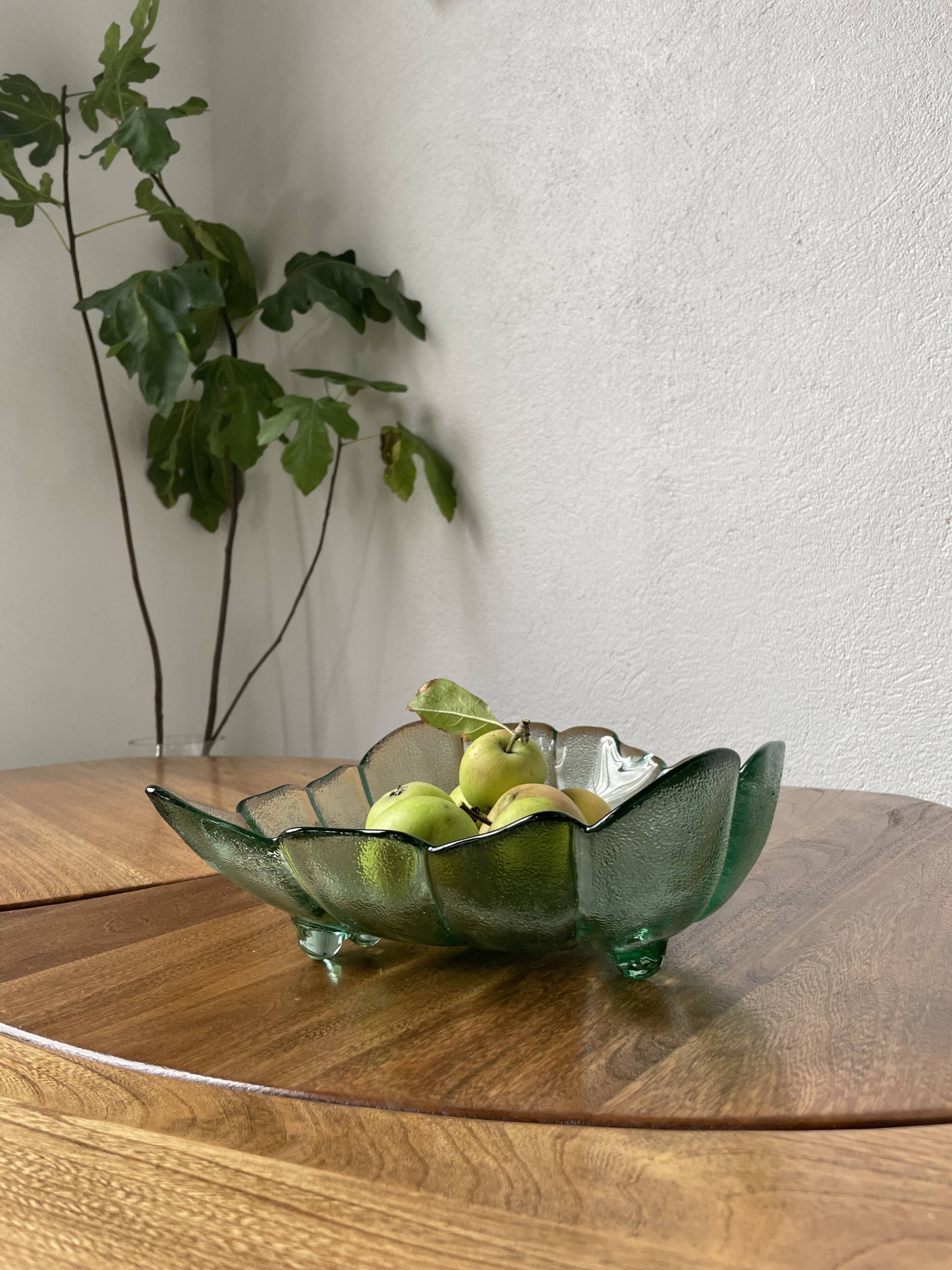 Tinted glass “leaf” dish