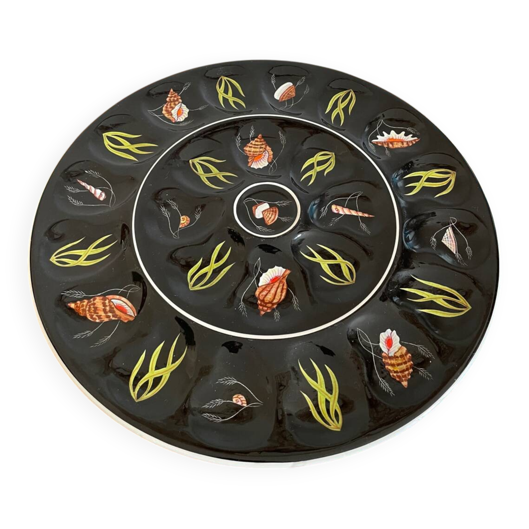 Large oyster dish, Henriot Quimper shellfish