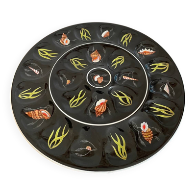 Grand plat à huître, coquillages Henriot Quimper
