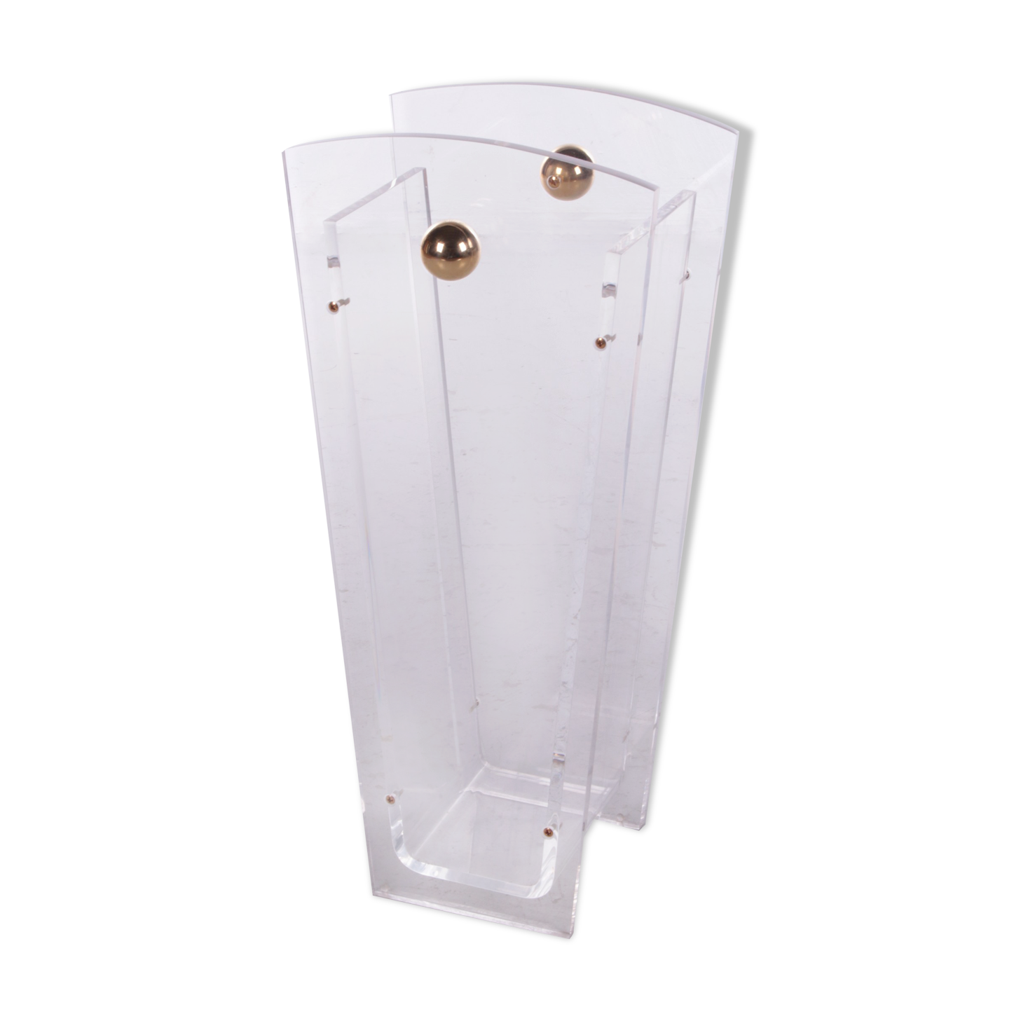 Plexiglass Umbrella Stand Charles Hollis Jones with brass accents, 1970