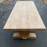 Restored 19th century solid oak monastery dining table, 215cm
