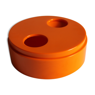 Orange Twisting Lidded Vide Poche Bowl 025 by Sergio Asti for Bilumen, Italy 1960s.