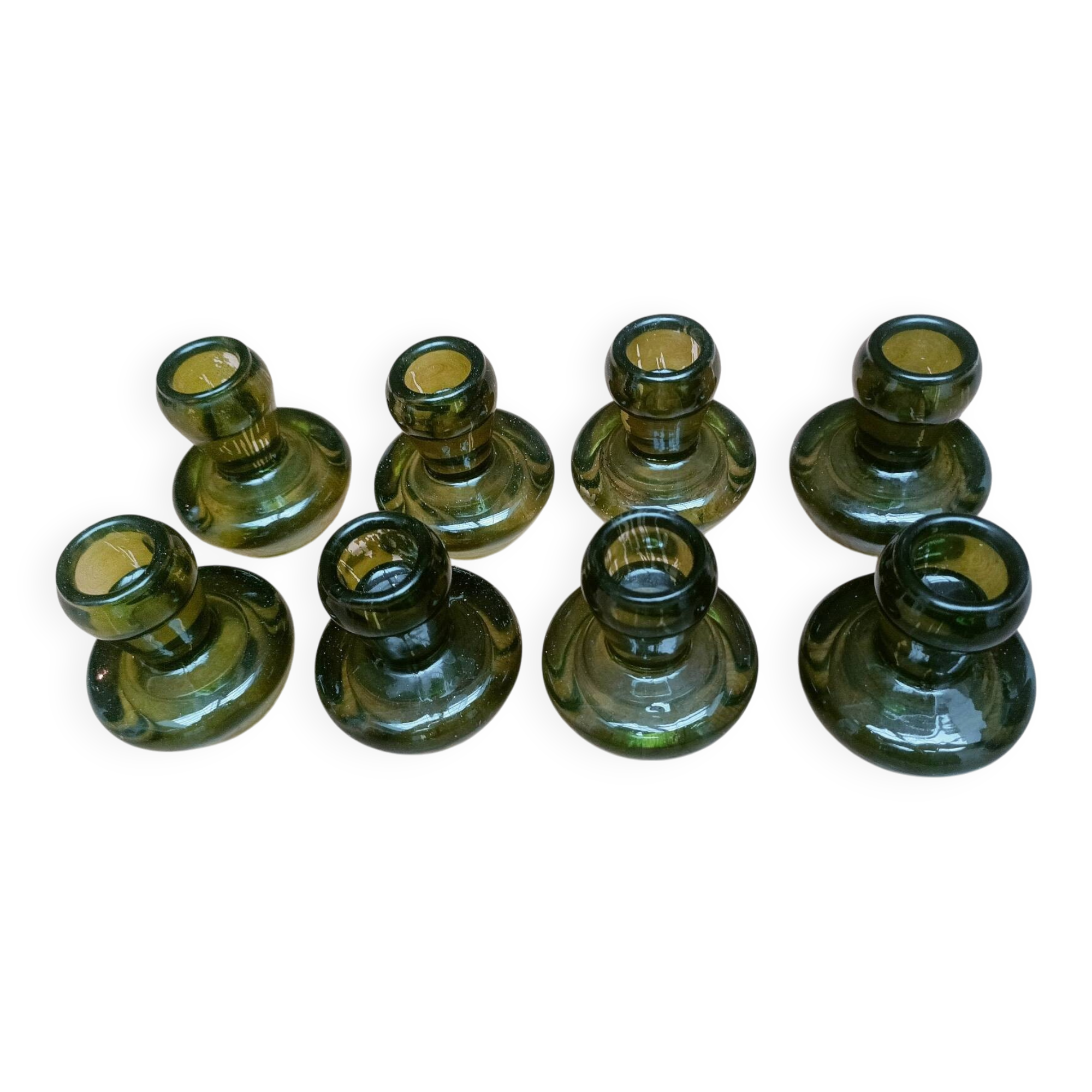 Bottle green glass candle holders