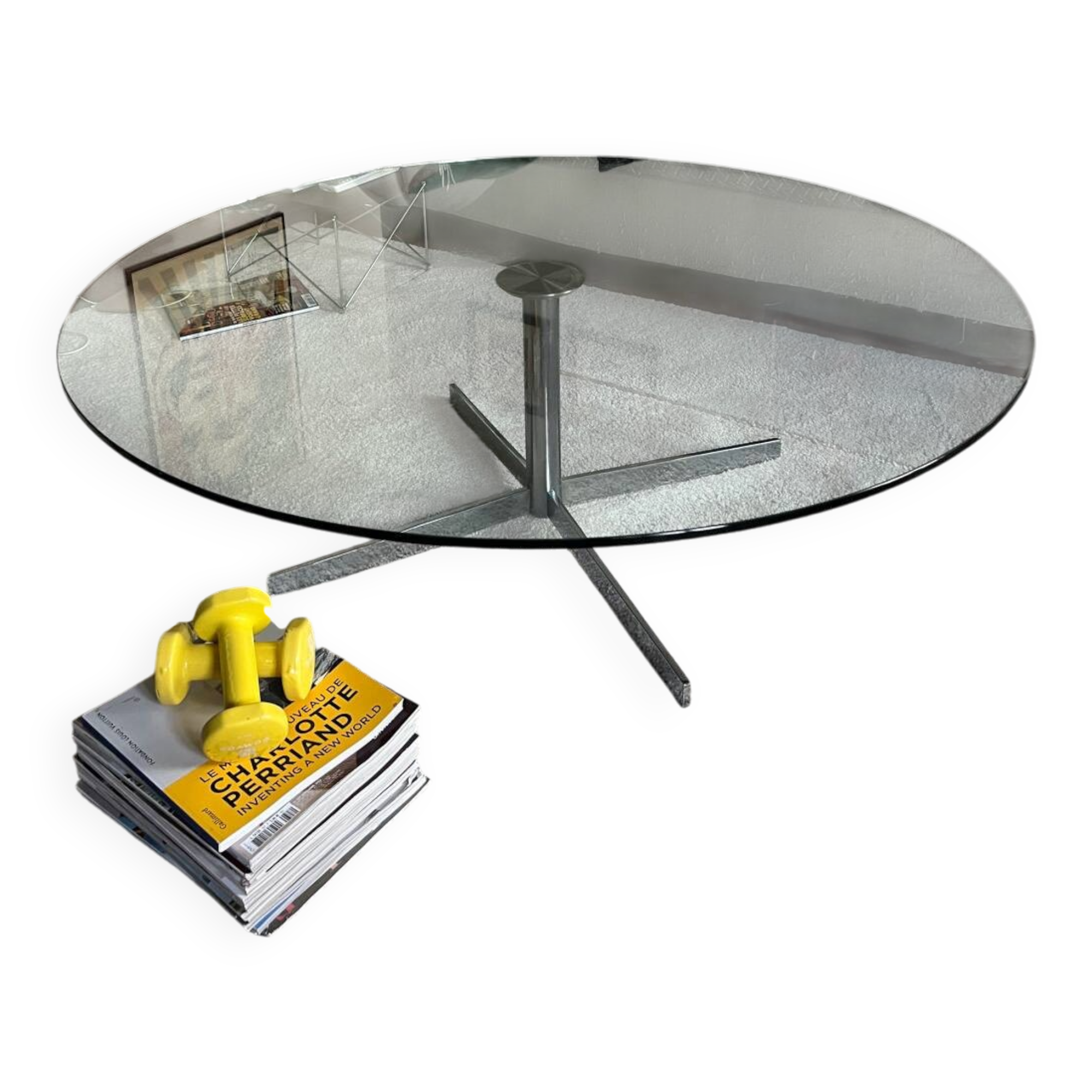 Glass coffee table in Roche Bobois style