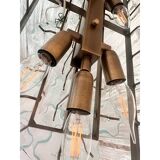 Contemporary Luxury Rectangular "Tronchi" Murano Glass Burnished Chandelier
