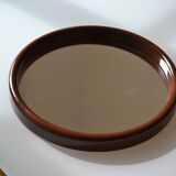 Scandinavian round mirror from the 70s brown plastic Finnmirror made in Finland