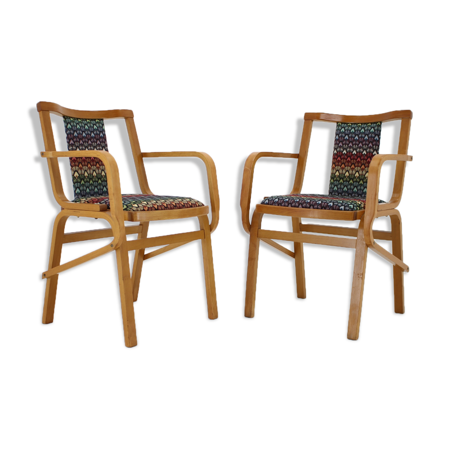 1970s Set of Two Rare Armchairs by Ton, Czechoslovakia