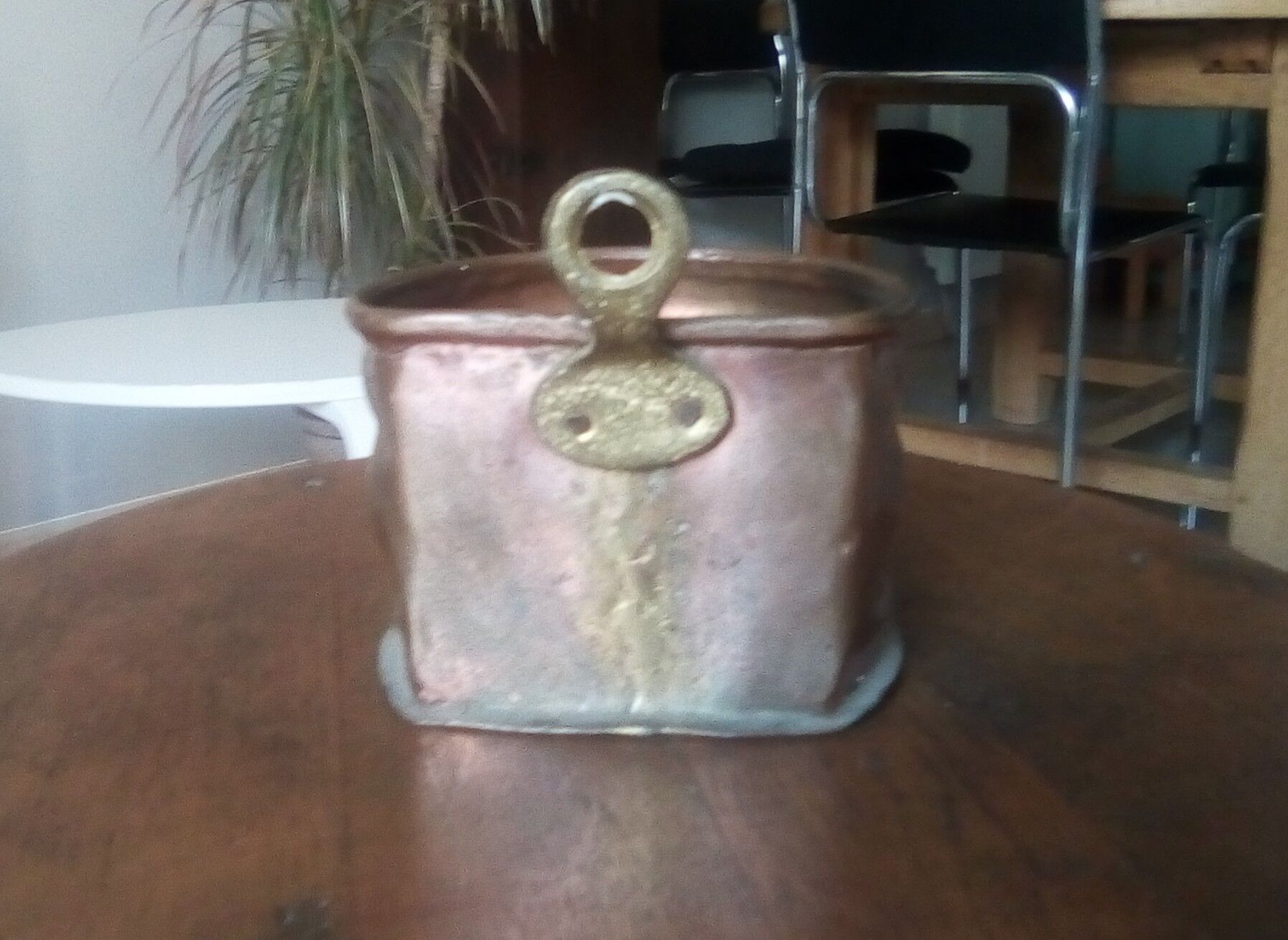 Old workshop box in copper and brass