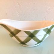 Moulin des Loups green tablecloth model gravy boat / 50s-60s