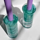 2 Kosta Boda Atoll candle holder by Anna Ehrner turquoise