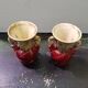 Pair of old beige & red ceramic vases