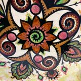 Vintage earthenware dish Quimper Fouillen floral decoration around 1950