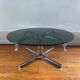 Tubular round smoked glass coffee table vintage 1970
