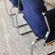 Paire de fauteuils vintage chrome et microfibre bleue circa 70