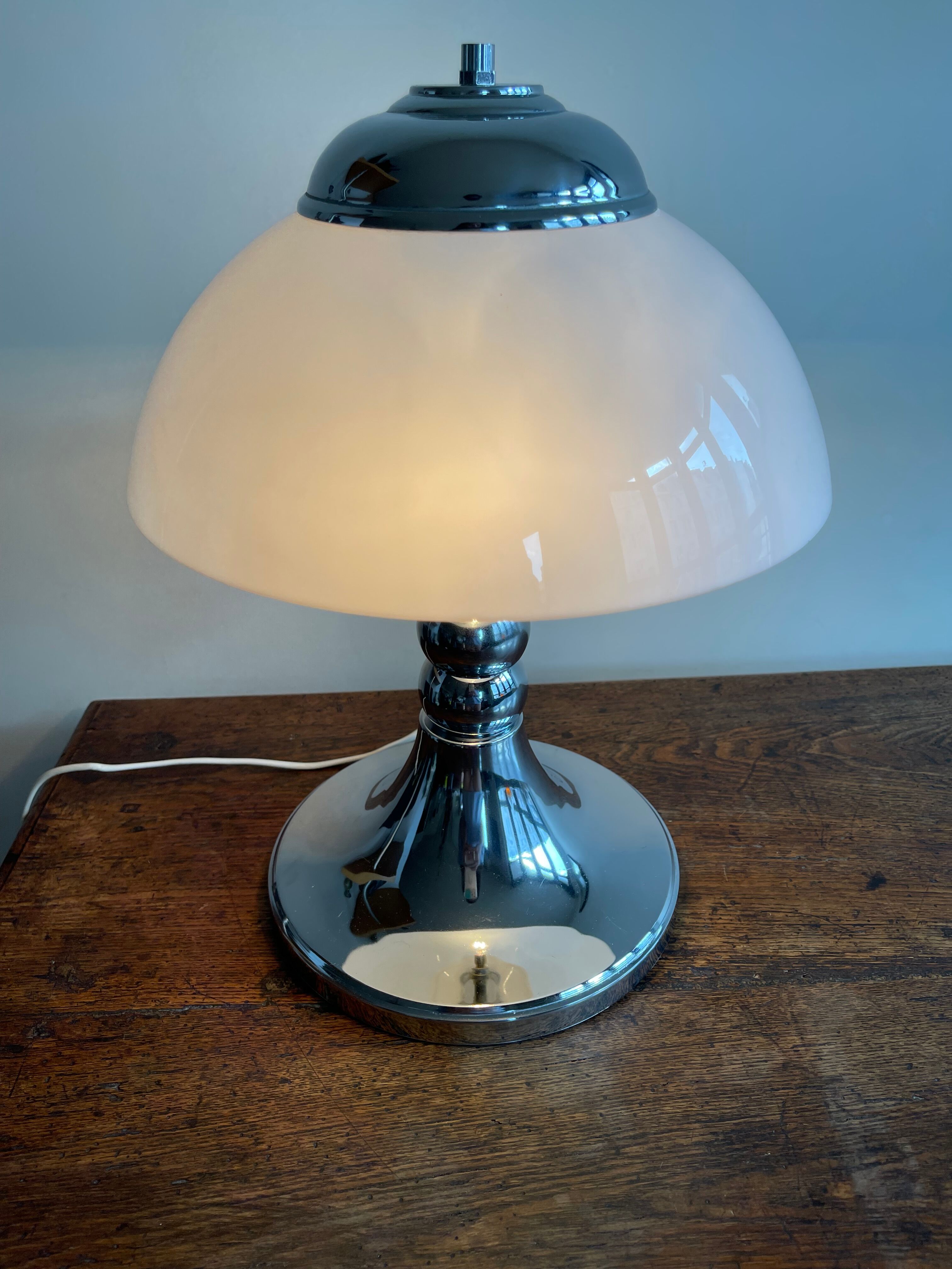 Chrome mushroom lamp space age
