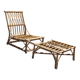 Rattan armchair and its footrest by Audoux & Minet 1950
