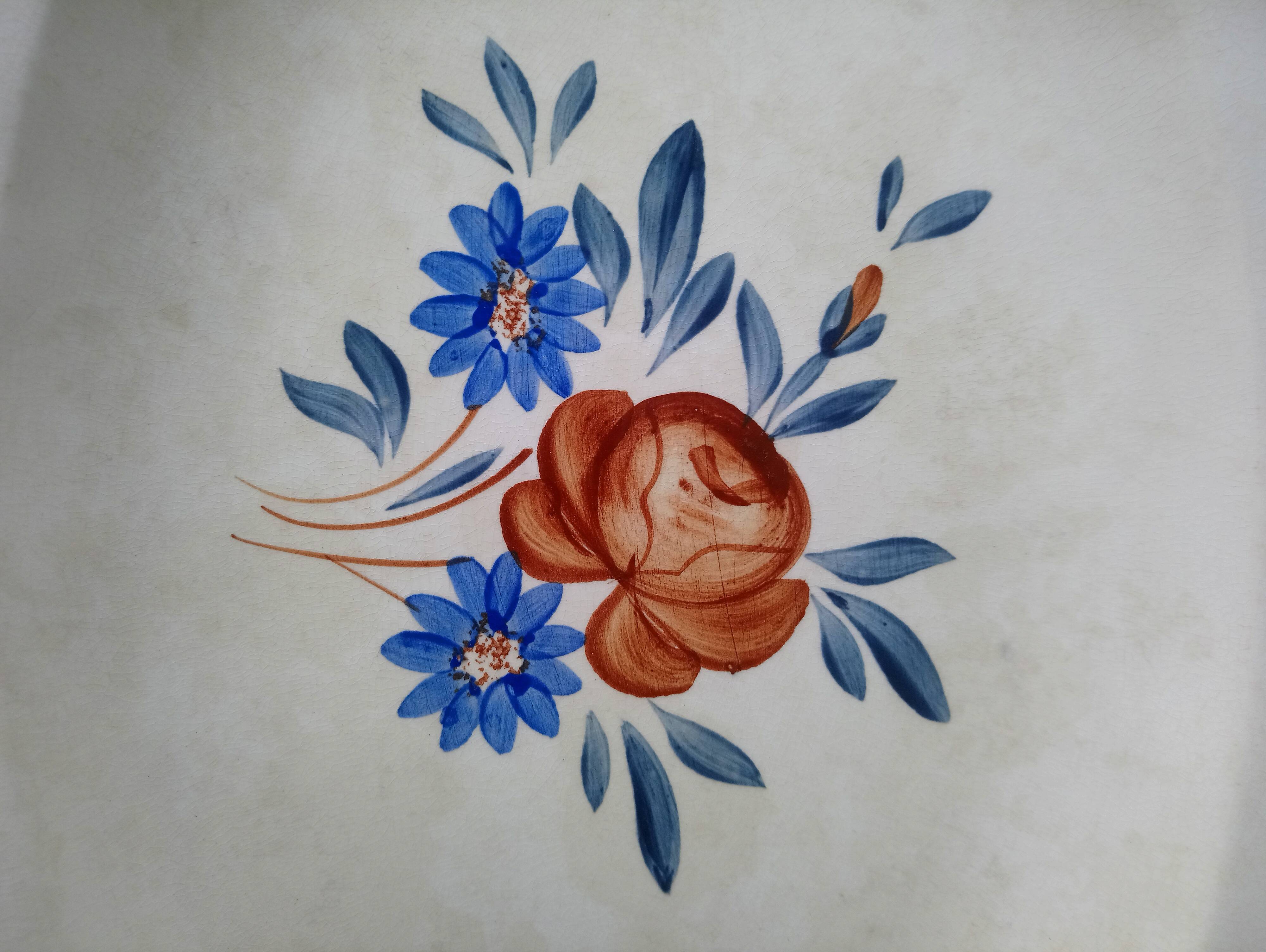 Plat ovale décor floral Digoin Sarreguemines