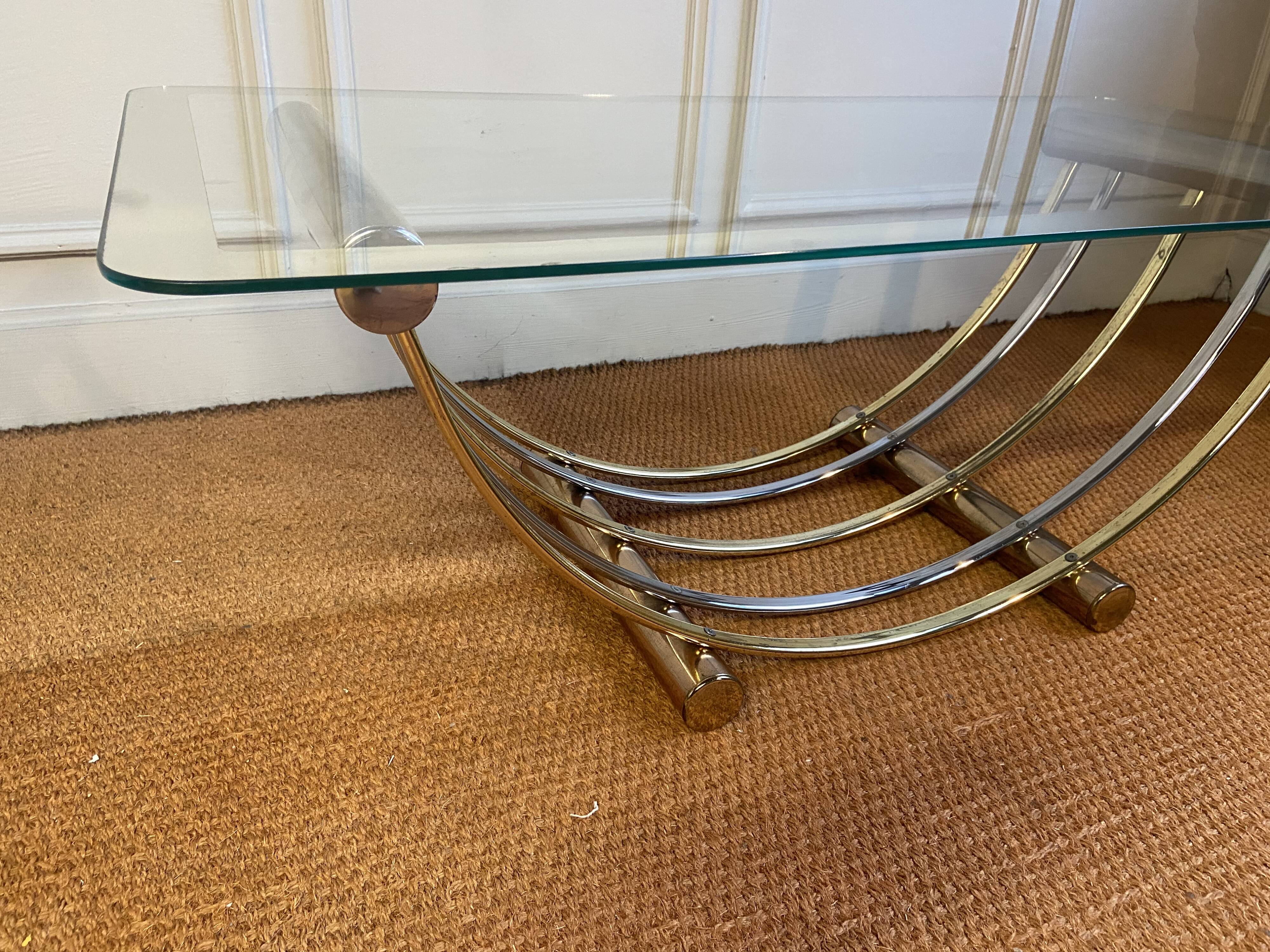 Gold and chrome metal coffee table, Belgo Chrom, 1970s