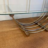 Gold and chrome metal coffee table, Belgo Chrom, 1970s