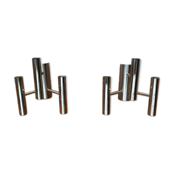 Chrome wall lights Space Age mid-century, 1960s, set of 2