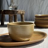 A small tall beige bowl CNP Grès Village France vintage D12