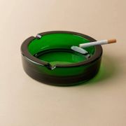 Emerald Green Glass Ashtray, Minimal Mid-Century Italian Design, 1970s Vintage Table Decor