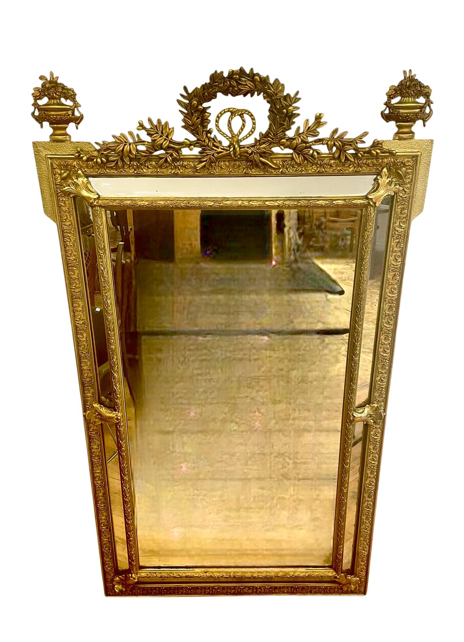 Louis XVI style gilded wood mirror