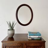Vintage Oval Mirror Wooden Frame