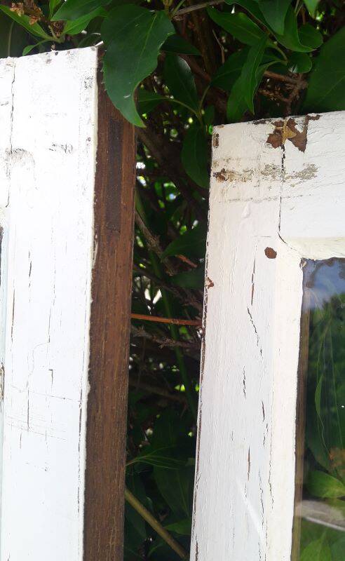 Lot of 4 oak windows H141xL112/117cm old small panes