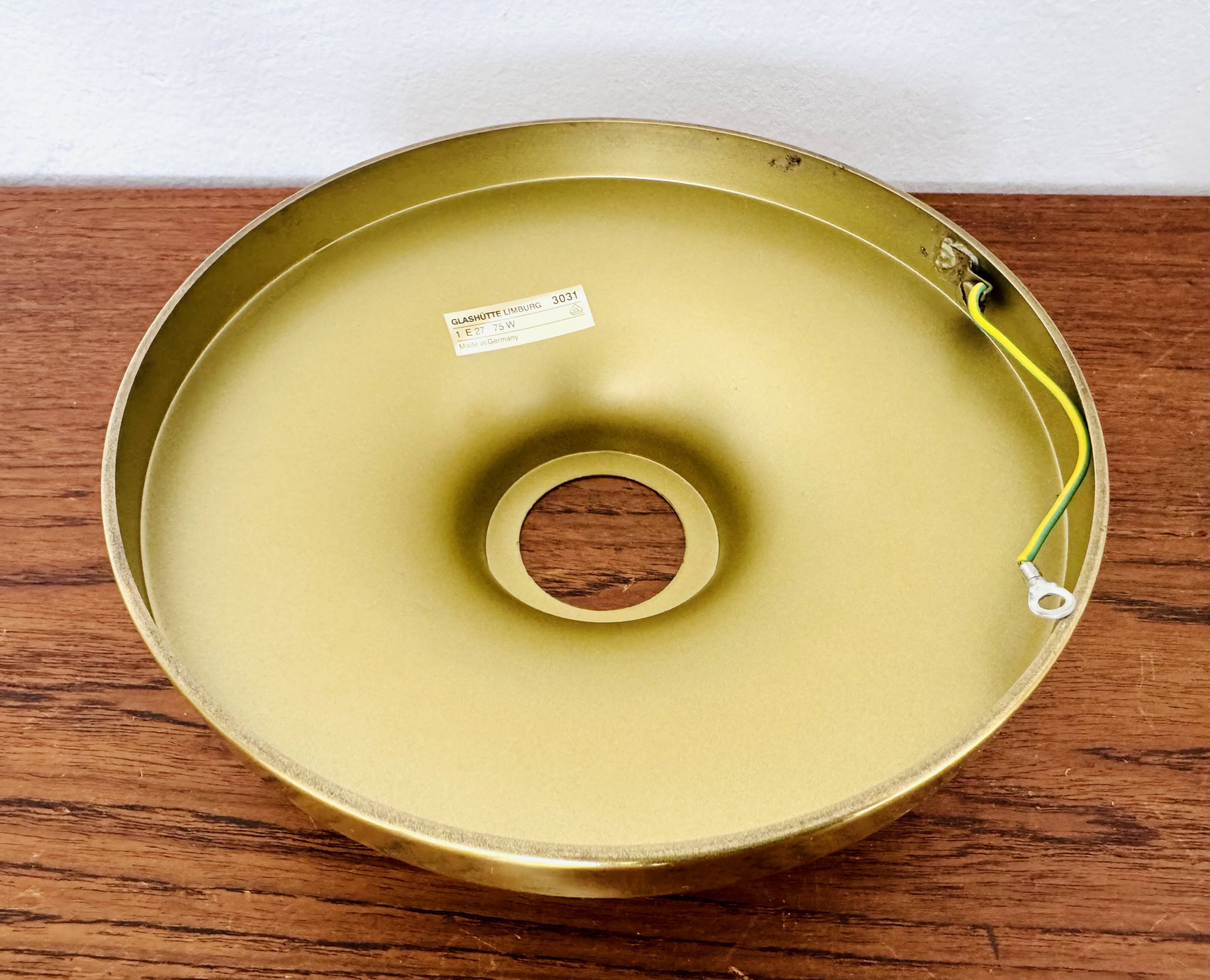 Brass and Glass Flush Light by Glashütte Limburg