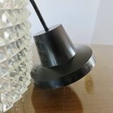 Clear plastic pendant light, diamond point shape, 70s