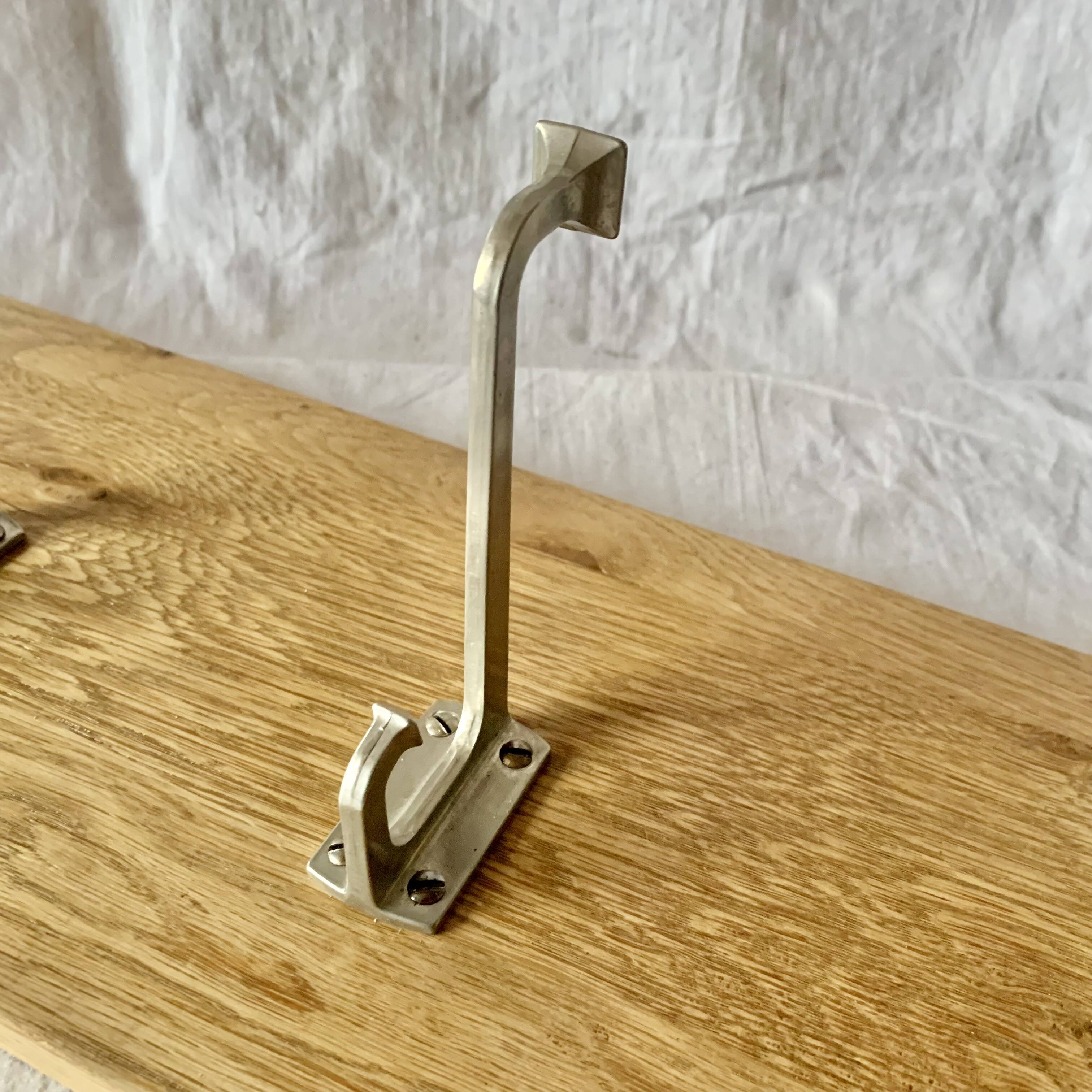 Vintage solid wood wall coat rack - 5 chrome-plated cast aluminum hooks