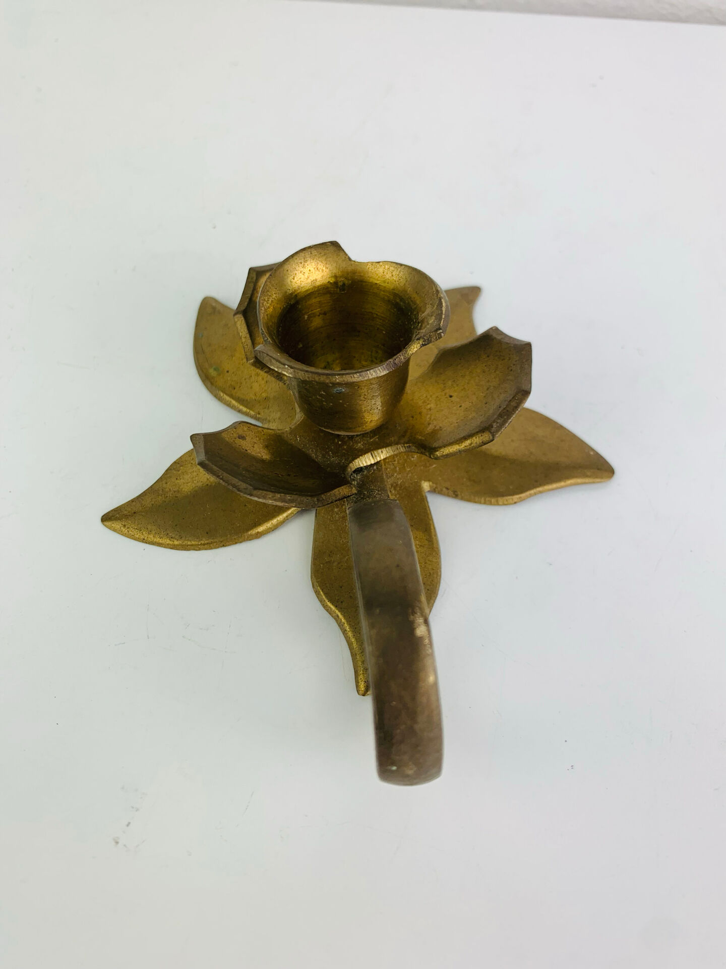 Vintage golden brass flower candlestick