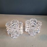 Pair of faceted glass tealight candle holders