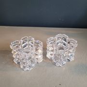 Pair of faceted glass tealight candle holders