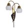 Scandinavian Organic Two Armed Wall Light, Brass and Opaline, 1940-50s
