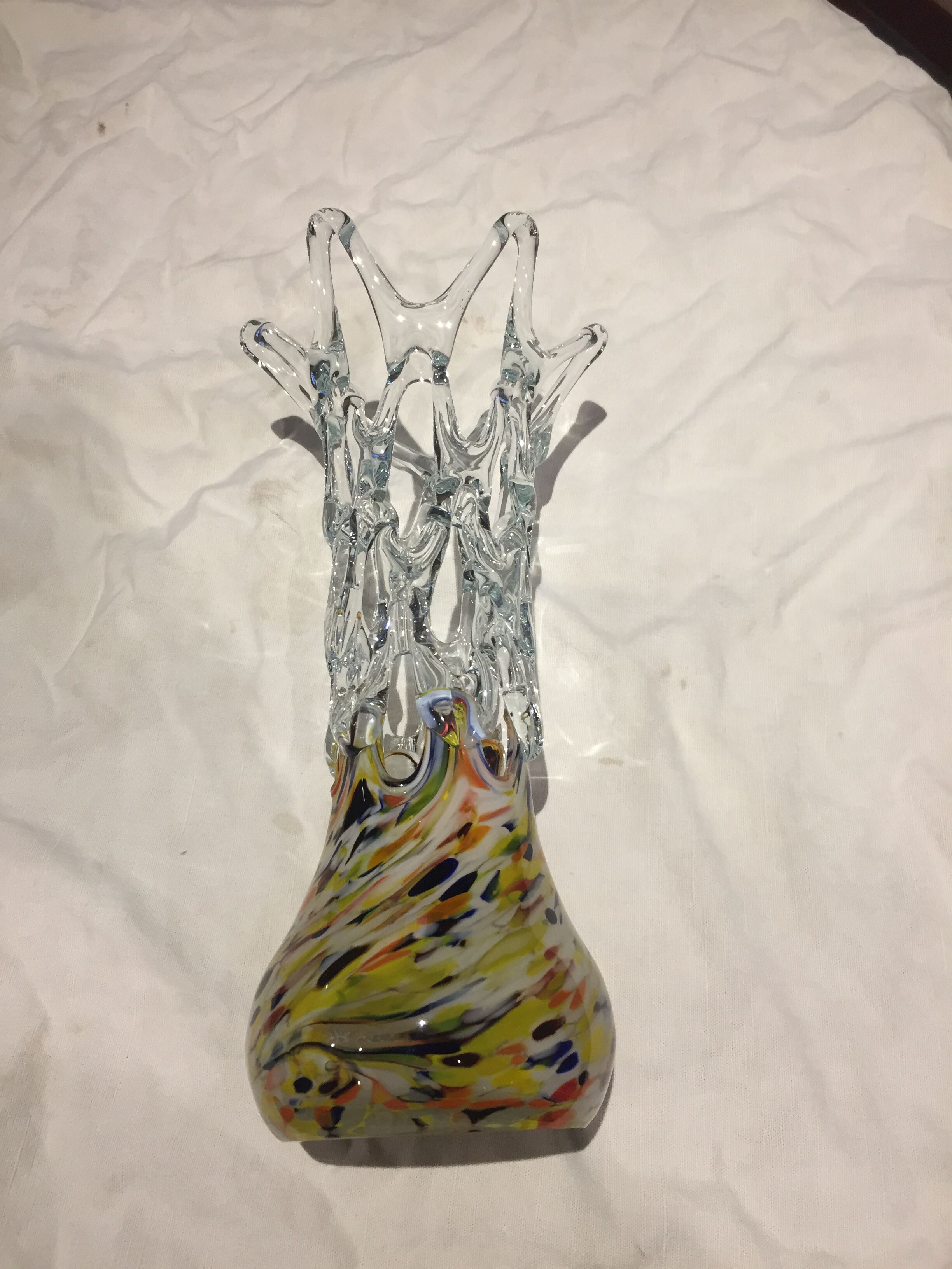Openwork blown glass vase
