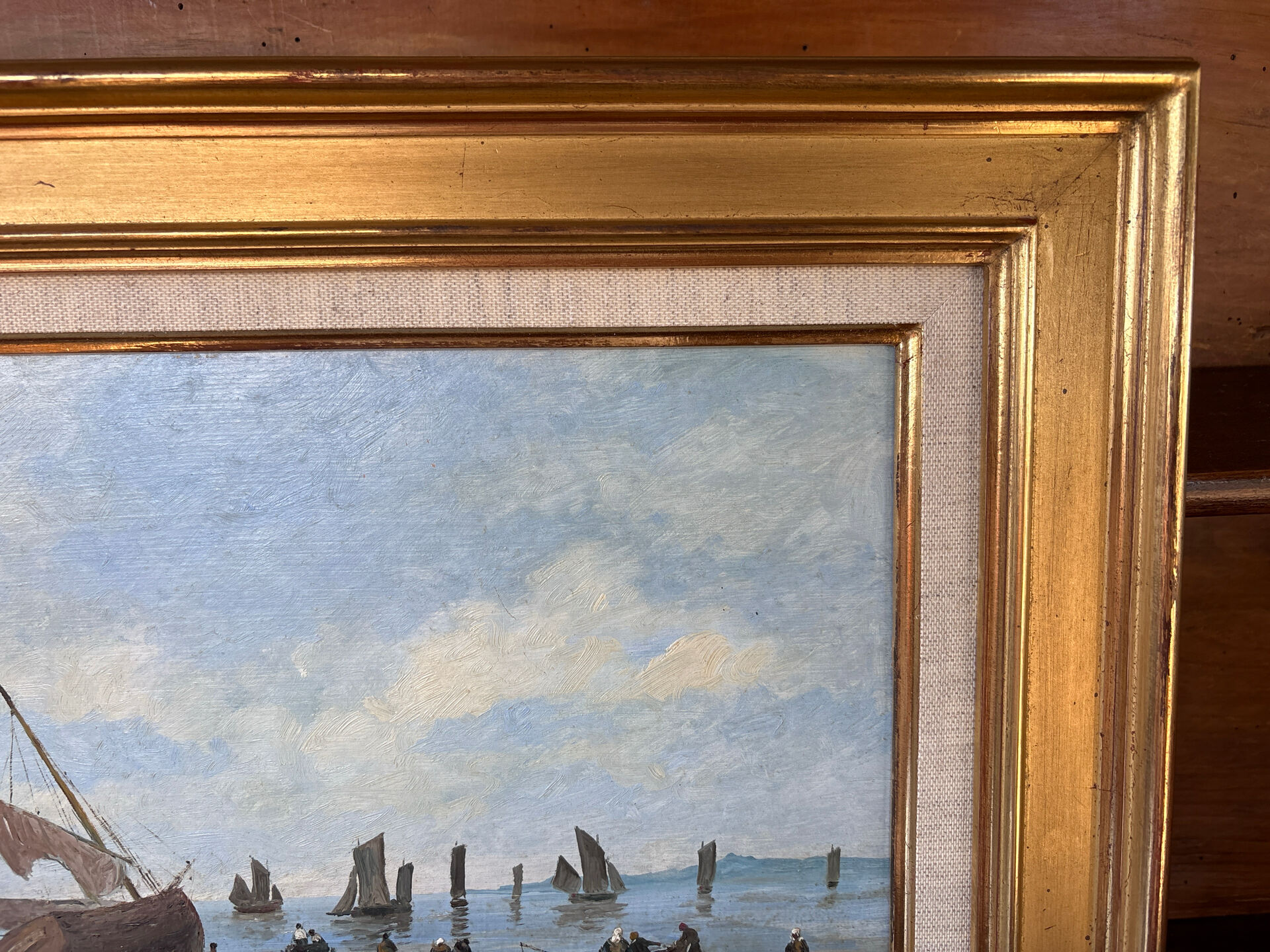 Painting signed Gérard Roux known as "Rouxe" – Scene of a Normandy beach