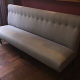 Reupholstered vintage restaurant bench