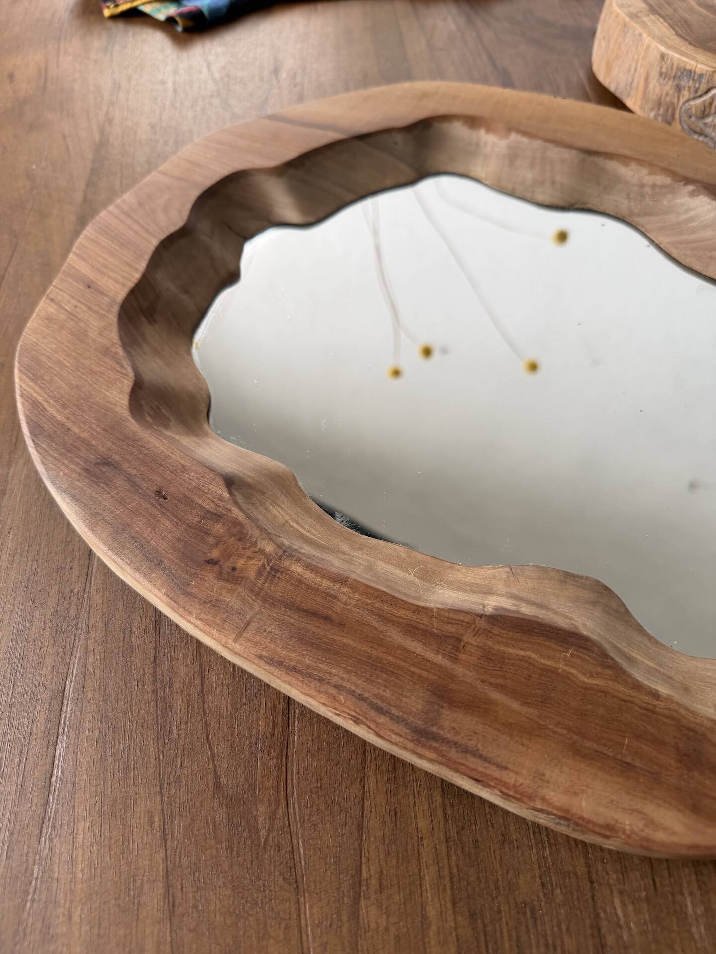 Set of 2 organic brutalist mirrors wood 1950s