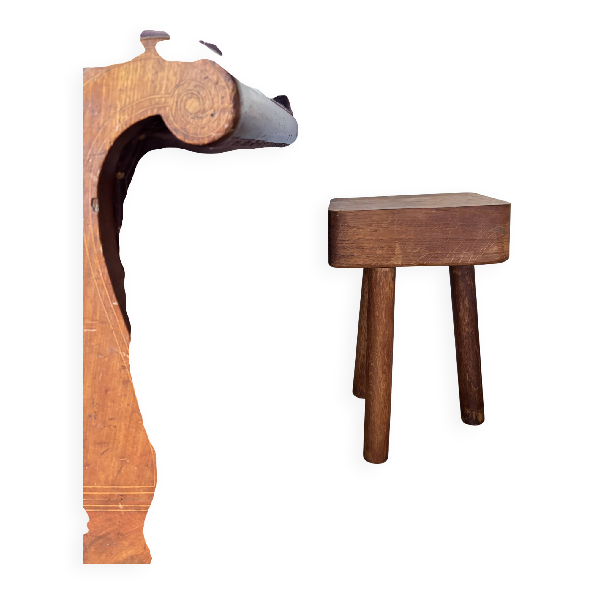 Brutalist stool in the style of Charlotte Perriand