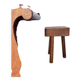 Brutalist stool in the style of Charlotte Perriand