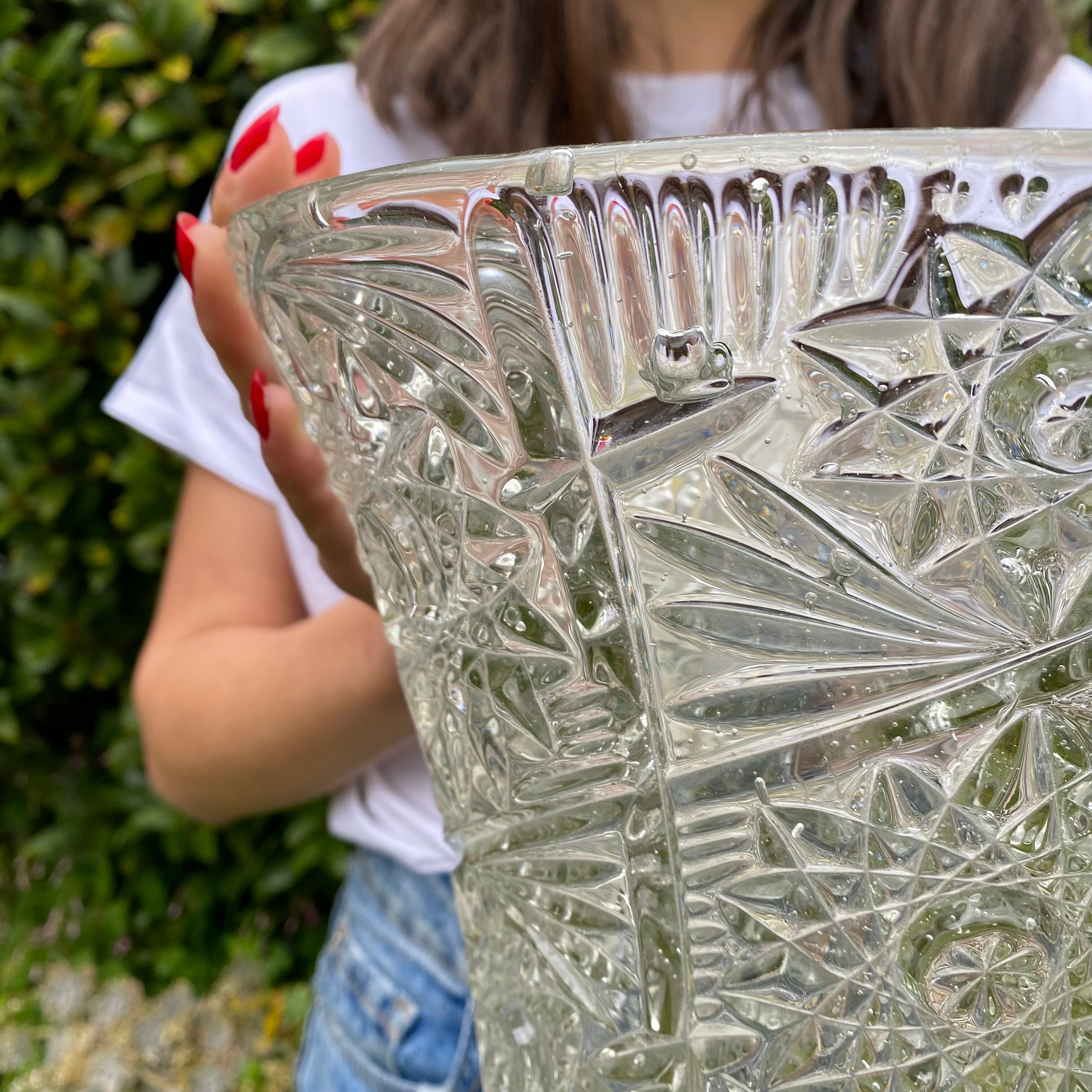 Vintage glass vase h 37 cm