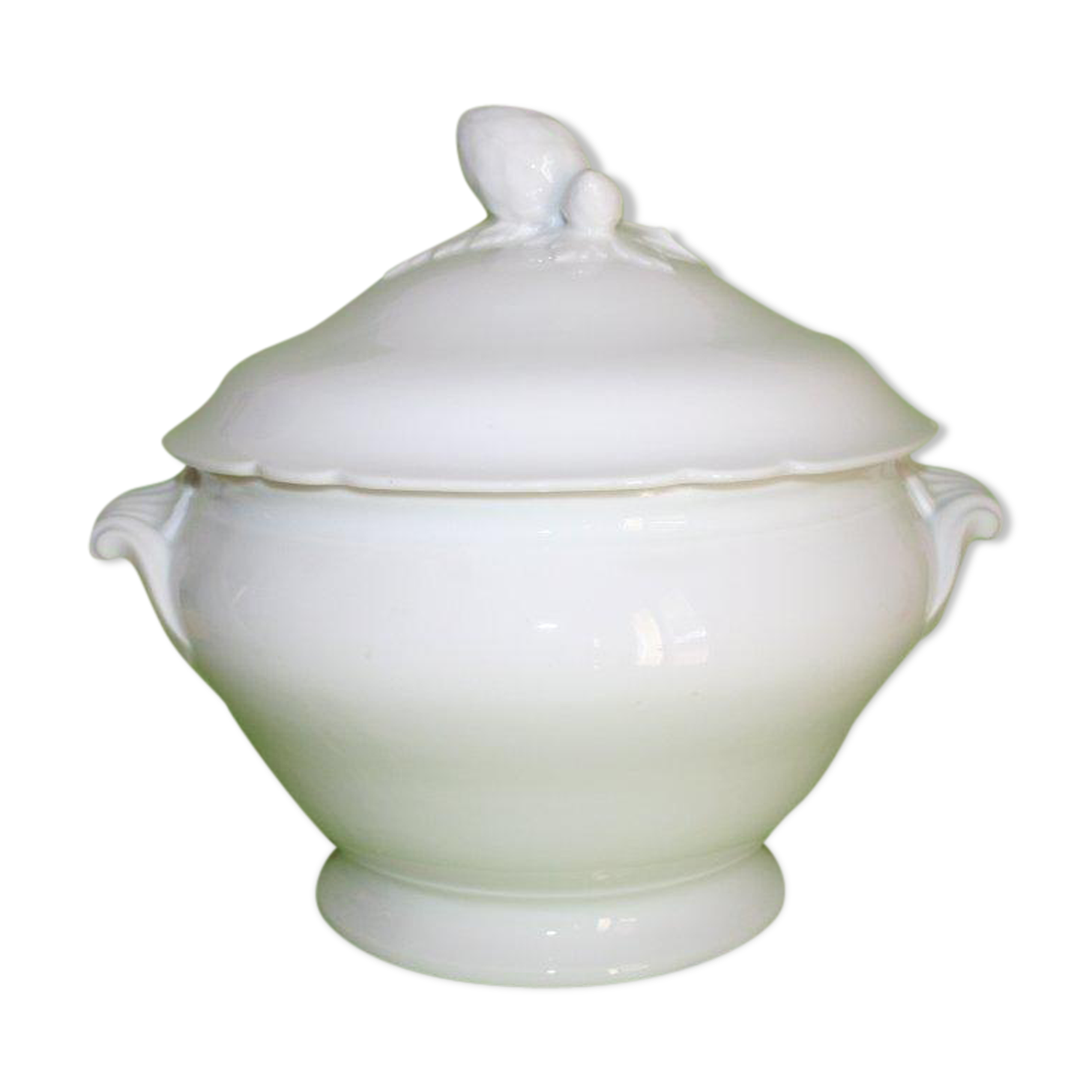 Large old 19 eme white porcelain tureen