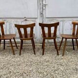 Series set of 36 vintage curved wood bistro chairs
