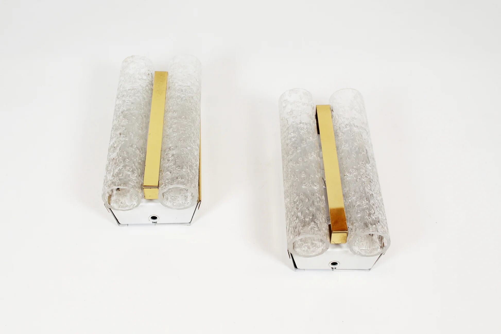 Pair of wall lamps in brass and glass by Doria Leuchten